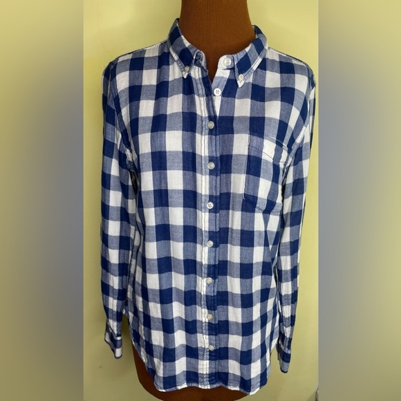 JACHS Girlfriend Mae Light Flannel Plaid Button Down Shirt Size Medium - Picture 2 of 8